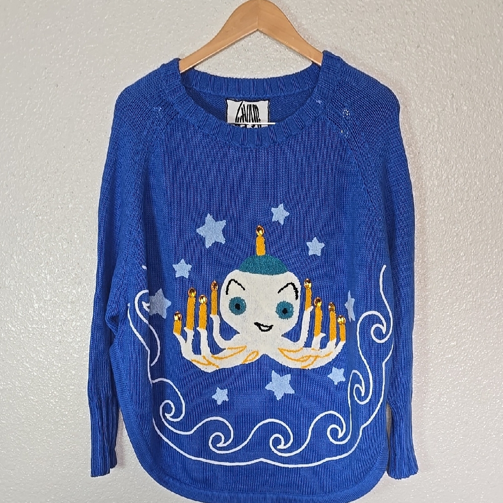 Whoopi Golberg Hanukkah Blue Sweater